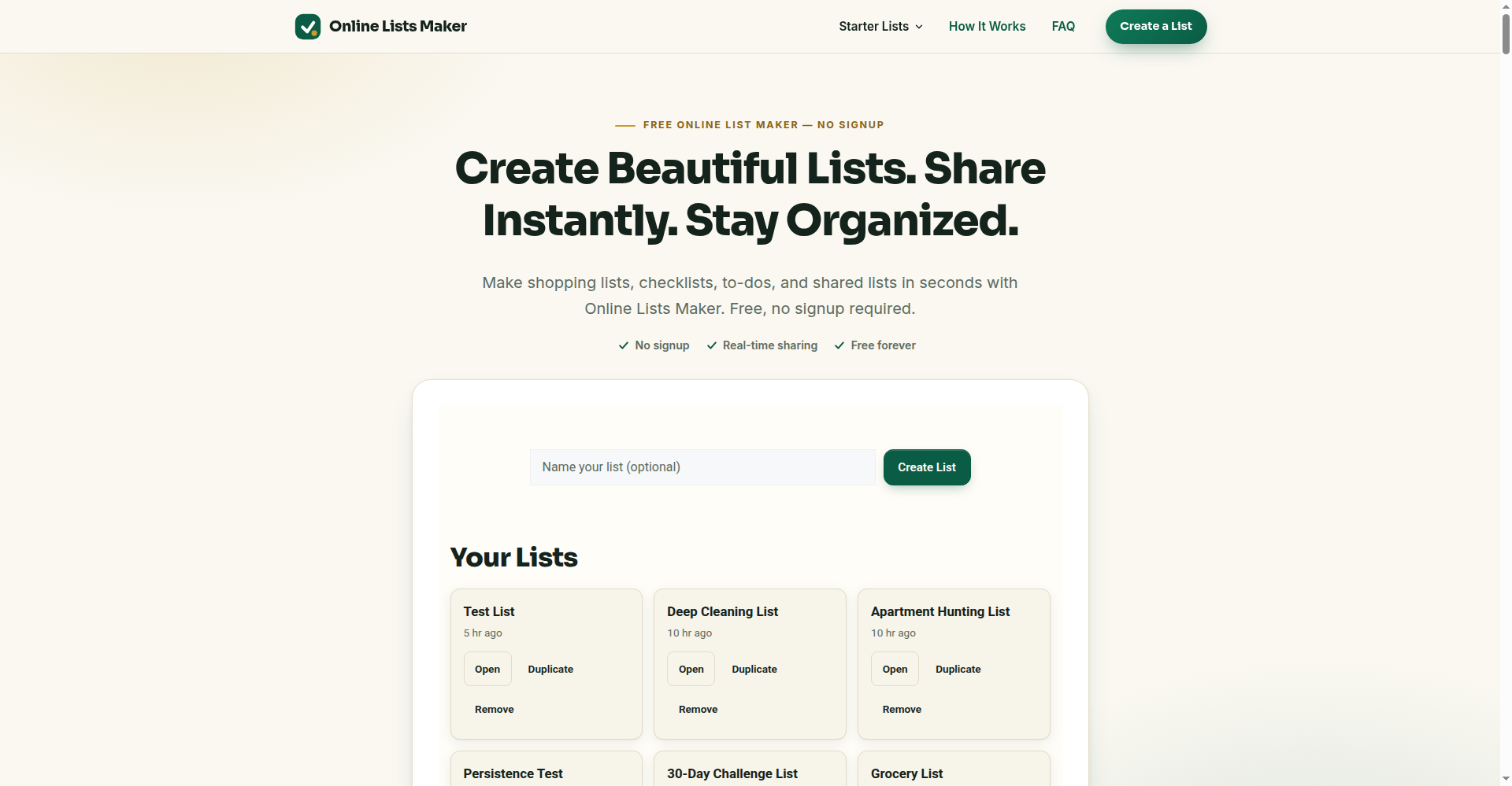 Online Lists Maker