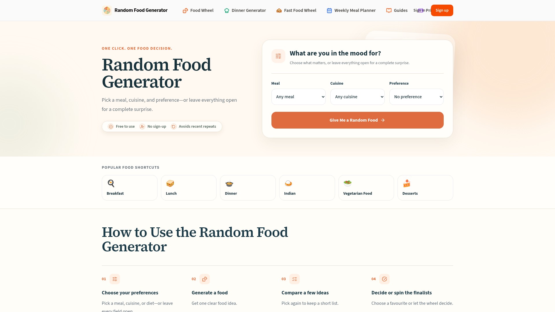 Random Food Generator