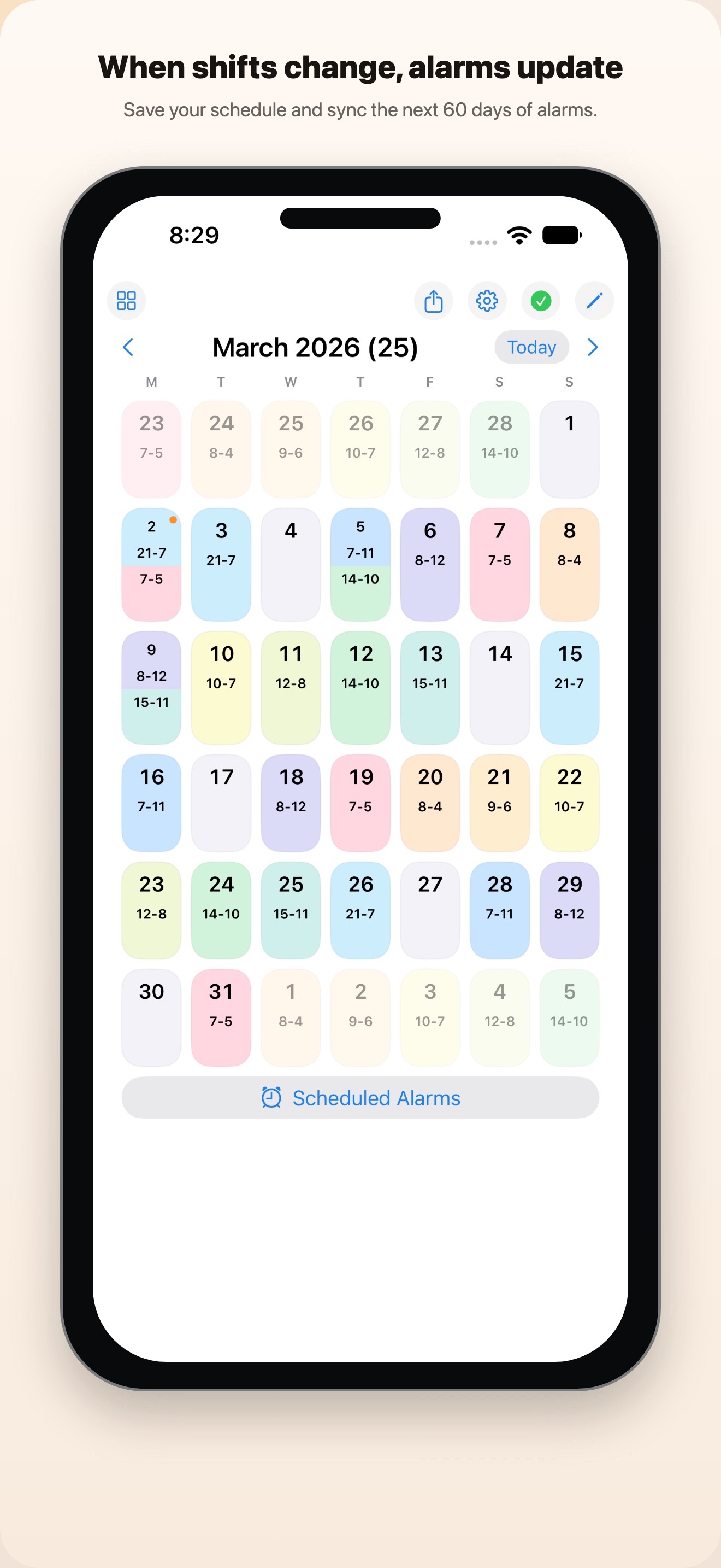 Shift Calendar Alarm