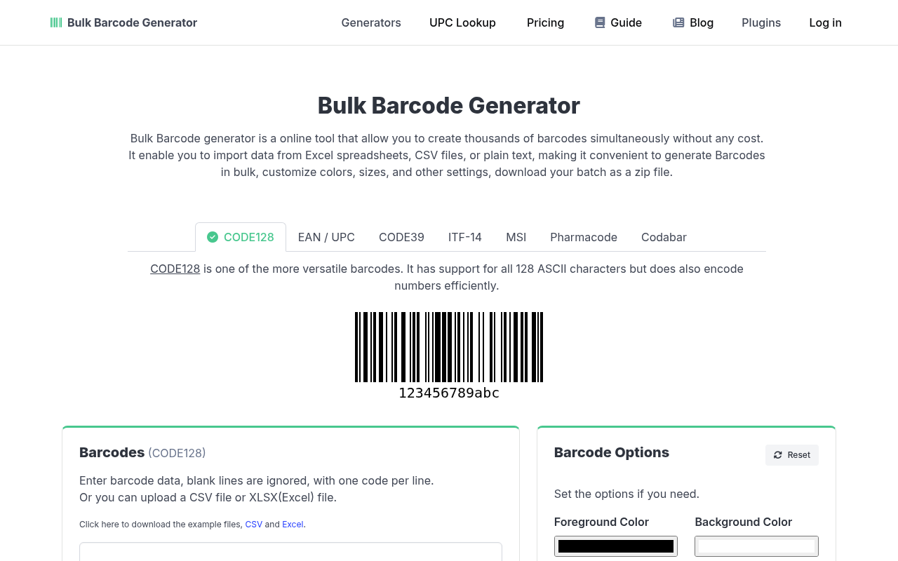 Bulk Barcode Generator